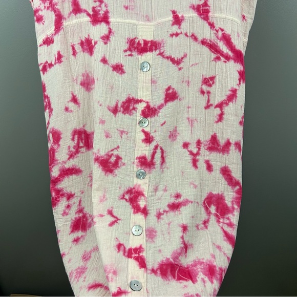 Shannon Passero Crinkle Gauze Pink and White Tie Dye Dress Size XL - Picture 5 of 7